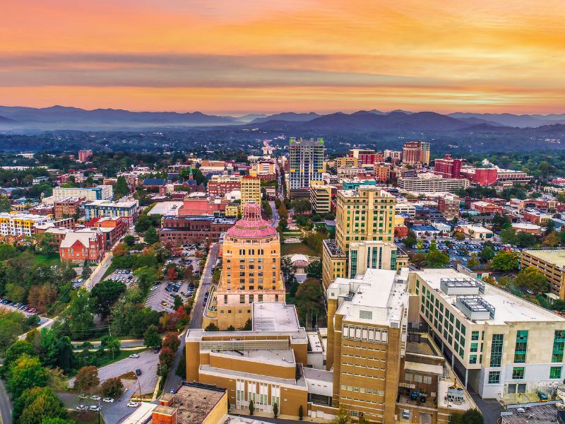 Asheville North Carolina NC Skyline Aerial